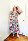 Leslie Lucks Pink Floral Cotton Dress | Medium