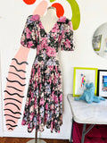 Leslie Lucks Pink Floral Cotton Dress | Medium