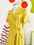 Saks Fifth Avenue Mustard Yellow Linen Dress | XL