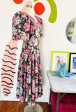Leslie Lucks Pink Floral Cotton Dress | Medium