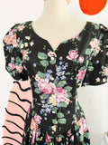 Jessica McClintock x Gunne Sax Black Floral Dress | Large