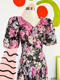 Leslie Lucks Pink Floral Cotton Dress | Medium