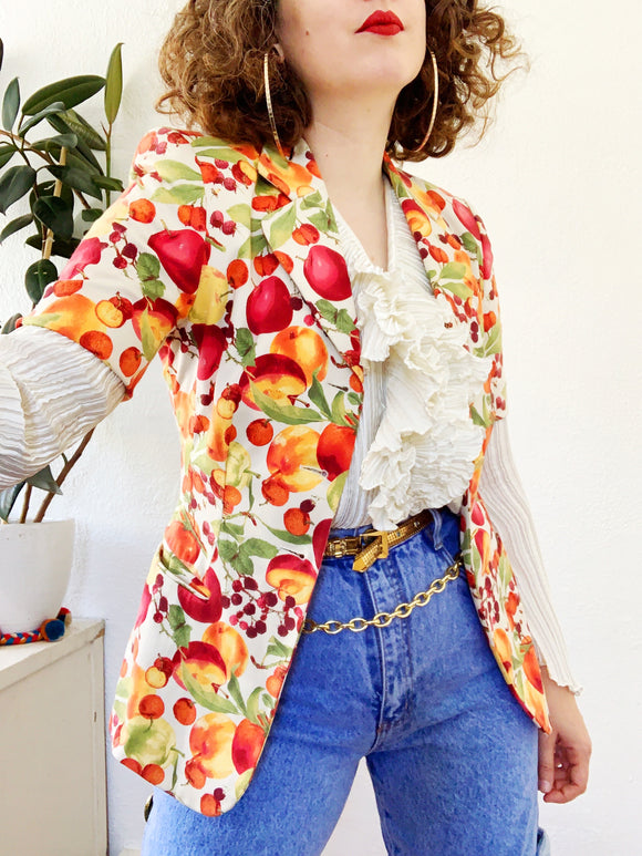 Escada Fruit Print Short Sleeve Blazer | Small