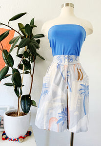 Tropical Palm Print Cotton Shorts | Small 26"