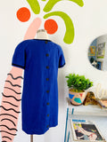 Blue Linen Mini Swing Dress with Trim | Medium