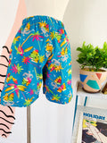 Cerulean Blue Novelty Summer Print Shorts | Small