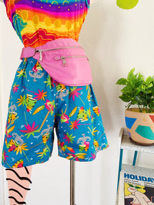 Cerulean Blue Novelty Summer Print Shorts | Small