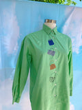 Hand Dyed Purse Print Button Down Shirt - Green