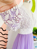 Lillie Rubin Lilac and Lace Gown | Small