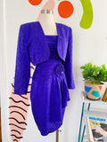 A.J. Bari Purple Silk Strapless Dress and Cropped Jacket Set | Medium