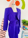A.J. Bari Purple Silk Strapless Dress and Cropped Jacket Set | Medium