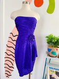 A.J. Bari Purple Silk Strapless Dress and Cropped Jacket Set | Medium