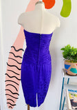 A.J. Bari Purple Silk Strapless Dress and Cropped Jacket Set | Medium