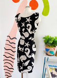 A.J. Bari Seashell Print Silk Dress | Medium