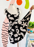 A.J. Bari Seashell Print Silk Dress | Medium