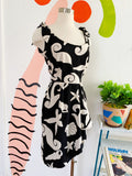 A.J. Bari Seashell Print Silk Dress | Medium