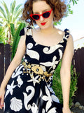 A.J. Bari Seashell Print Silk Dress | Medium