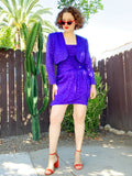 A.J. Bari Purple Silk Strapless Dress and Cropped Jacket Set | Medium