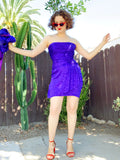 A.J. Bari Purple Silk Strapless Dress and Cropped Jacket Set | Medium