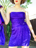 A.J. Bari Purple Silk Strapless Dress and Cropped Jacket Set | Medium