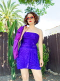A.J. Bari Purple Silk Strapless Dress and Cropped Jacket Set | Medium