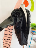 Suzelle Black Leather Jacket with Suede Design | Medium