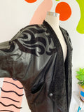 Suzelle Black Leather Jacket with Suede Design | Medium