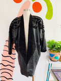 Suzelle Black Leather Jacket with Suede Design | Medium