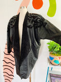 Suzelle Black Leather Jacket with Suede Design | Medium