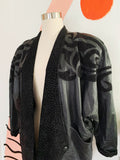 Suzelle Black Leather Jacket with Suede Design | Medium