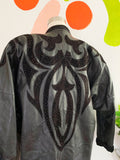 Suzelle Black Leather Jacket with Suede Design | Medium