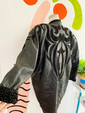 Suzelle Black Leather Jacket with Suede Design | Medium