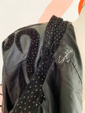 Suzelle Black Leather Jacket with Suede Design | Medium