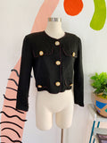 Cropped Black Italian Wool Blend Blazer | Medium