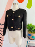 Cropped Black Italian Wool Blend Blazer | Medium
