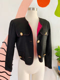 Cropped Black Italian Wool Blend Blazer | Medium