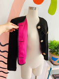 Cropped Black Italian Wool Blend Blazer | Medium