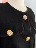 Cropped Black Italian Wool Blend Blazer | Medium