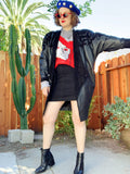 Suzelle Black Leather Jacket with Suede Design | Medium