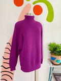 Raspberry Purple Ramie Cotton Turtleneck Sweater