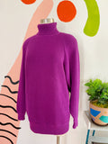Raspberry Purple Ramie Cotton Turtleneck Sweater
