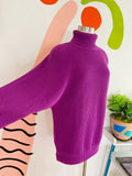 Raspberry Purple Ramie Cotton Turtleneck Sweater