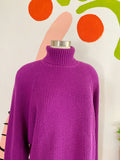 Raspberry Purple Ramie Cotton Turtleneck Sweater