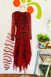 A.J. Bari Red Animal Print Dress | Medium