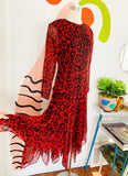 A.J. Bari Red Animal Print Dress | Medium