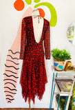 A.J. Bari Red Animal Print Dress | Medium