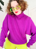 Raspberry Purple Ramie Cotton Turtleneck Sweater