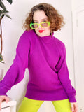 Raspberry Purple Ramie Cotton Turtleneck Sweater