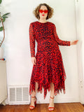 A.J. Bari Red Animal Print Dress | Medium