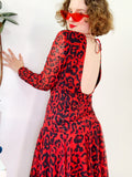 A.J. Bari Red Animal Print Dress | Medium